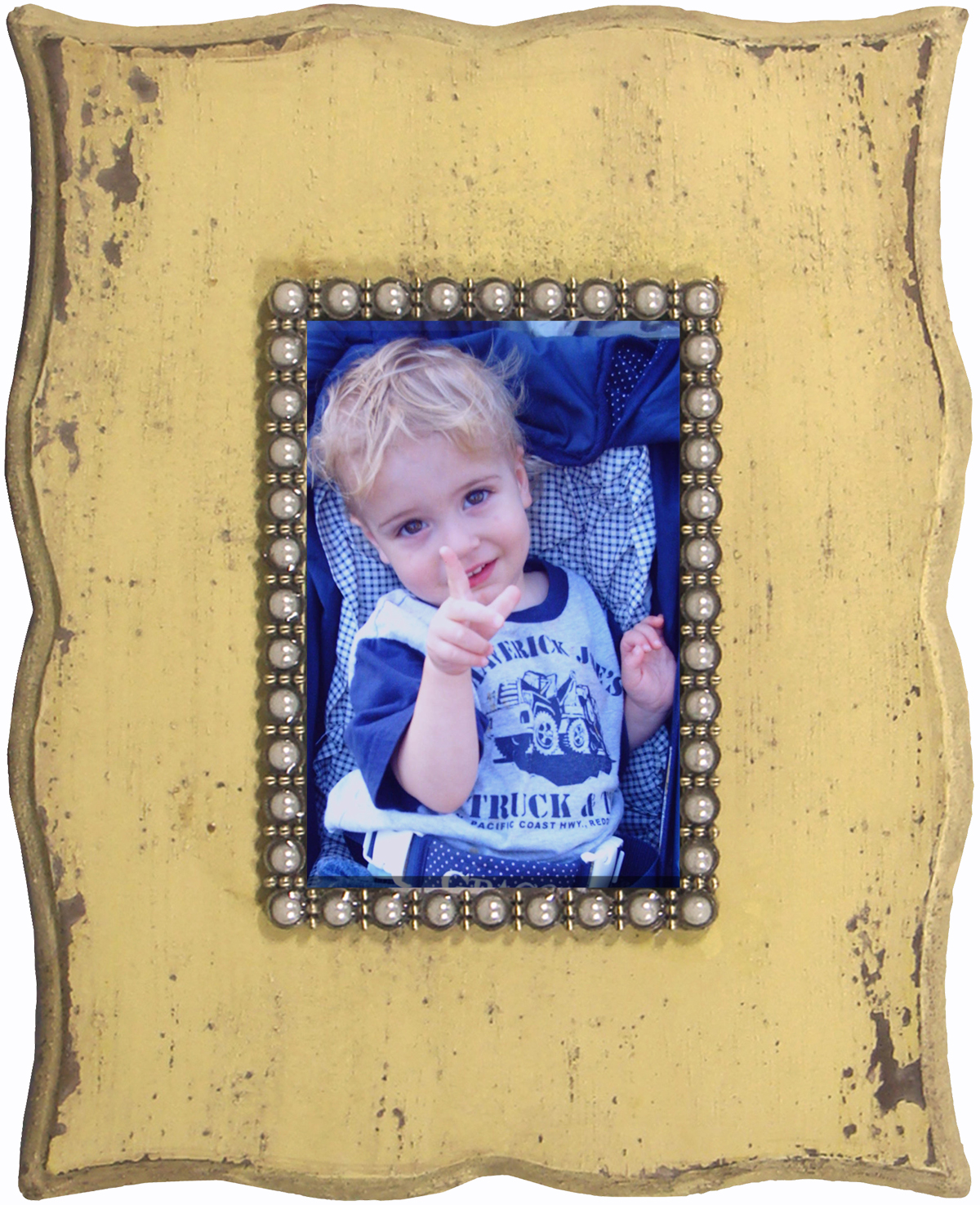 16-garret in stroller pointing up-framed
